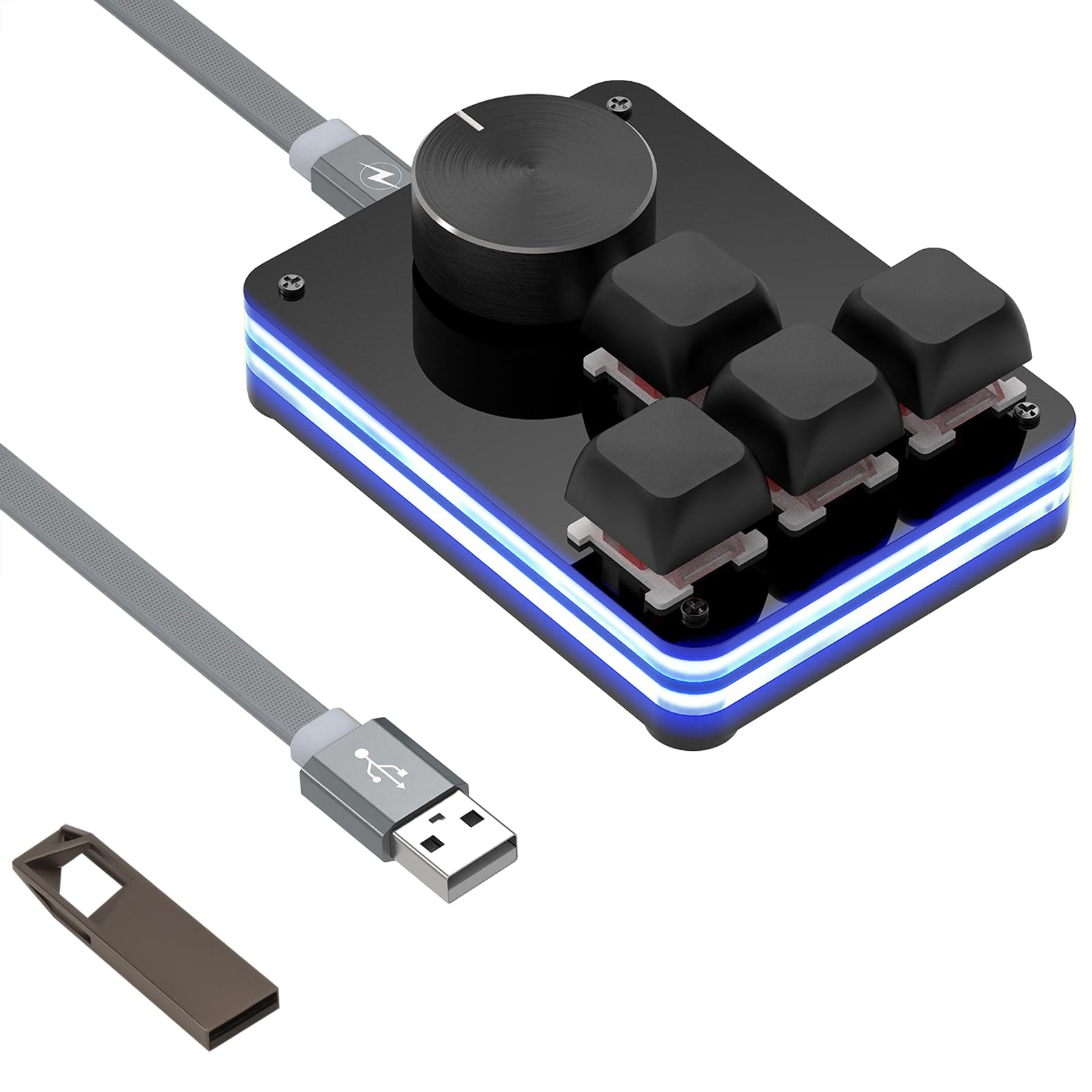 Amazon.com: GEEKRIA USB Mini 4-Key + Knob Keyboard, One-Handed